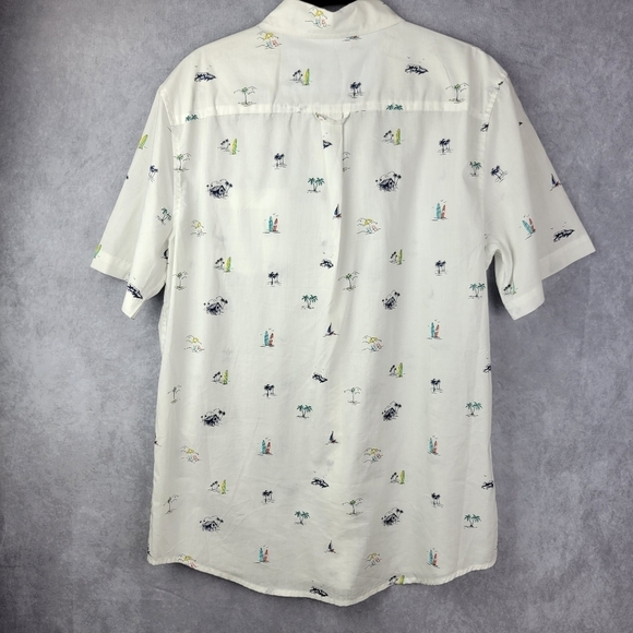 chaps easy care mens surf button up Cotton Coast Beachy Summer shirt Size M - Picture 2 of 10